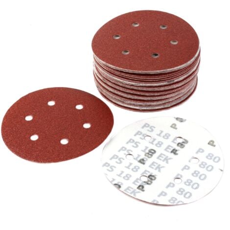 KLINGSPOR PS18EK - Discos abrasivos de 150 mm (6 agujeros) grano 80 con sistema de gancho y bucle KLING-ON y sistema FLH (paquete de 50)