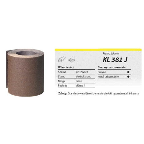 KLINGSPOR ROLLE AUF CANVAS-RÜCKSEITE KL381J 150 mm 100 mm dick (50 m)