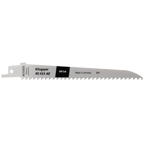 Klingspor RS 953 AQ Säbelsägeblätter, 230 x 19 x 1,27 mm Nutzlänge 210Bi-Metall, gefräst, geschränkt , 6 Zähne pro Zoll, SB-verpackt im Karton