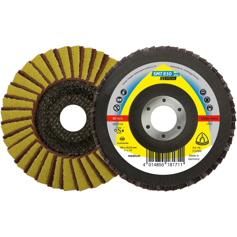 Image of Klingspor - smt 850 Schleifmopteller Kombination, 125 x 22,23 mm Korn 80 Medium gewölbt 5 Stk