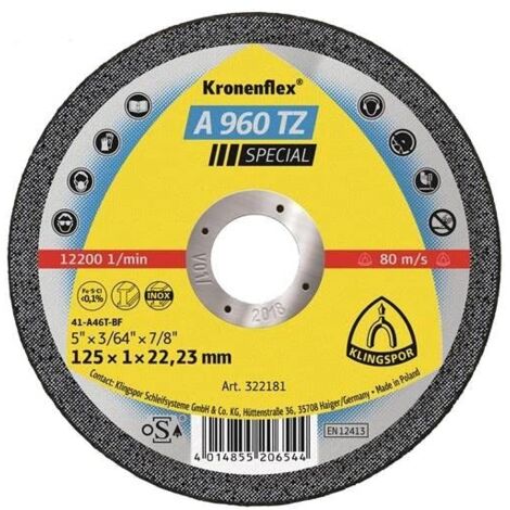 Klingspor tarcza do cięcia metalu 125mm x 1,0mm x 22,2mm a960 tz special