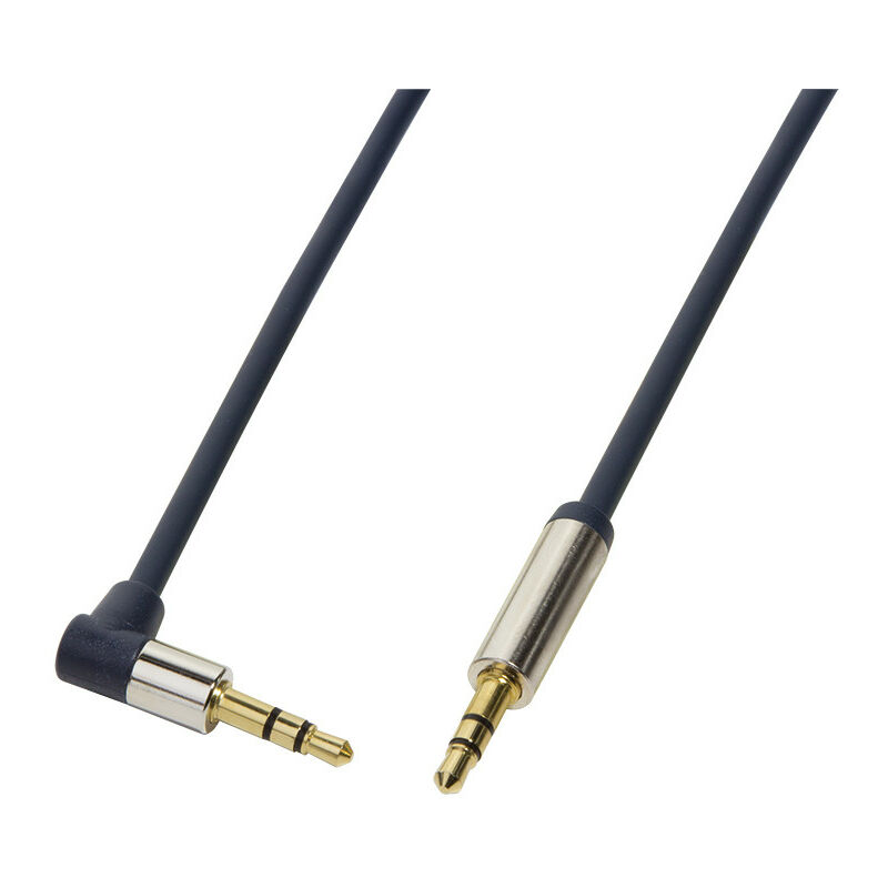 Logilink - Audiokabel - Mini-Phone Stereo 3.5 mm (m) - Mini-Phone Stereo 3.5 mm (m) - 50 cm - dunkelblau - Verbindungsstck im 90-Winkel (CA11050)