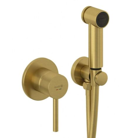 Kludi Bozz - Grifo de bidé mural con ducha, con cuerpo, oro cepillado 38998N076