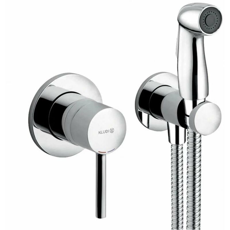 Kludi - Bozz - Set de douchette de bidet avec vanne d'arrêt encastrée, chrome 389990576