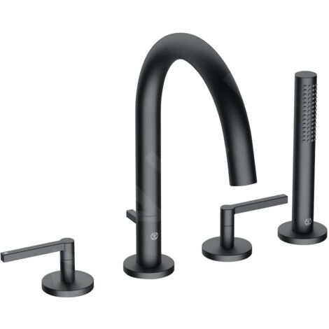 Kludi Nova Fonte - Mitigeur de bain pour montage sur bord de baignoire, installation 4 trous, noir 204250520