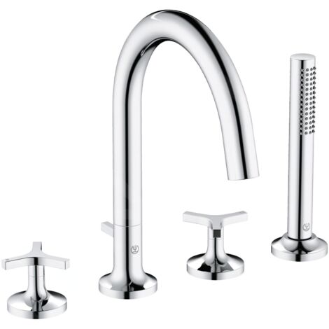 Kludi Nova Fonte - Mitigeur pour rebord de baignoire, installation à 4 trous, chrome 204250539