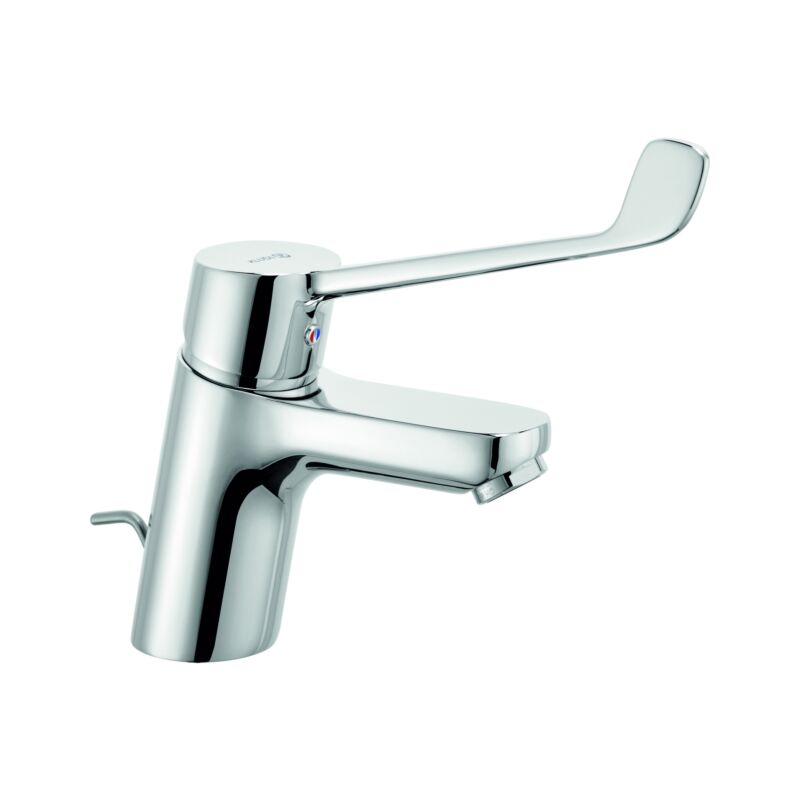 Pure & easy care mitigeur lavabo 372870565 chromé , dn 15, avec mitigeur lavabo vidange en métal, levier pour clinique 180mm - Kludi
