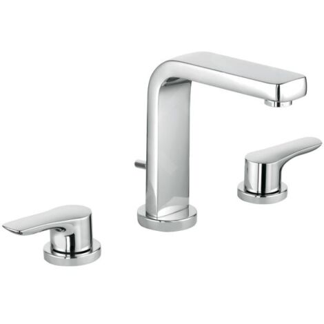 Kludi Pure&Solid - Mitigeur de lavabo avec vidage, installation 3 trous, chrome 343940575