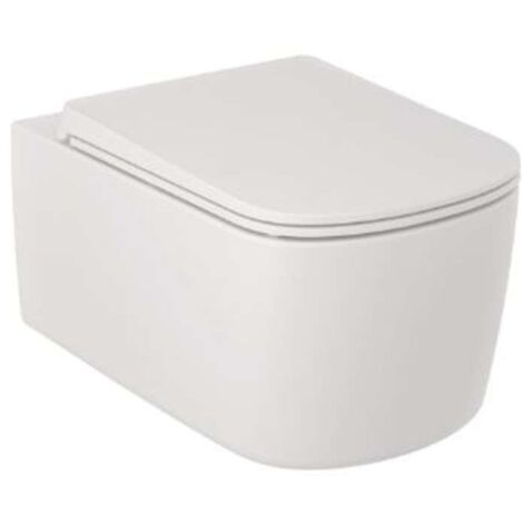 Kludi Resa S - Inodoro suspendido con asiento SoftClose, Rimless, Spiralflush, blanco mate 27WCSET53
