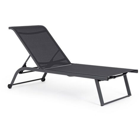 KLULK Lettino Prendisole In Alluminio Grigio, Con ruote, Rivestito In Texilene, Schienale Reclinabile 4 Posizioni 70x182x34 cm
