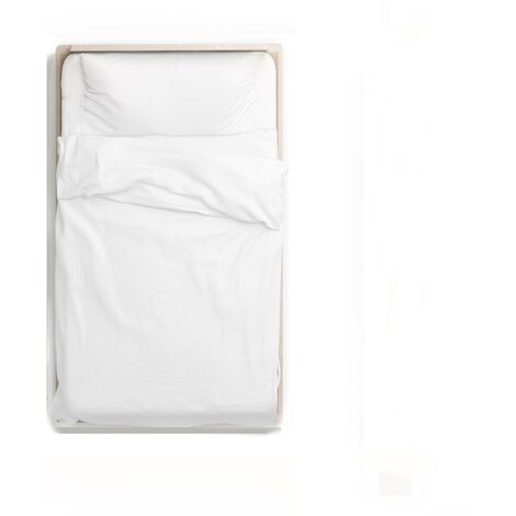 KLULK Parure Copripiumino Percalle Un Posto E Mezzo Bianco, Sacco 205 X 205 + 80 Cm, 1 Federa 52 X 82 cm, Made In Italy
