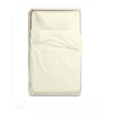 KLULK Parure Copripiumino Percalle Un Posto E Mezzo  Panna, Sacco 205 X 205 + 80 Cm, 1 Federa 52 X 82 cm, Made In Italy