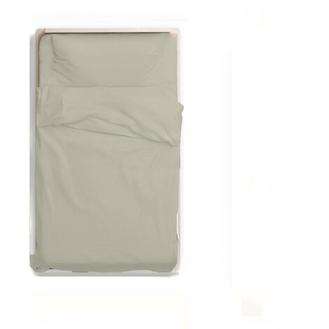 KLULK Parure Copripiumino Percalle Un Posto E Mezzo Tortora, Sacco 205 X 205 + 80 Cm, 1 Federa 52 X 82 cm, Made In Italy