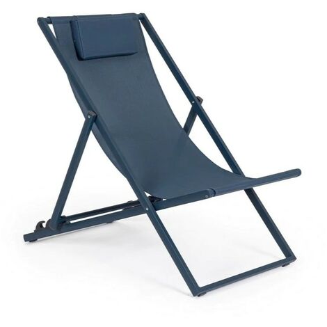KLULK Sedia A Sdraio Pieghevole In Alluminio Blu, Telo In Texilene, Schienale Reclinabile 3 Posizioni, 60x101x35 Cm