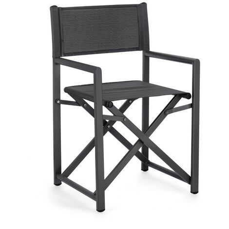 KLULK Sedia Regista In Alluminio Verniciato grigio, Seduta E Schienale In Texilene, 48 x 56 x 86 Cm