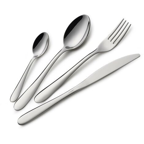 KLULK Set 24 Posate Segno Per 6 Persone in Acciaio Inox, Made in italy, Lavabili in Lavastoviglie
