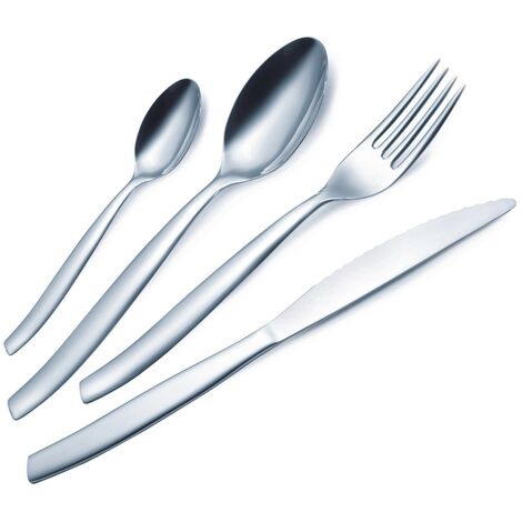 KLULK Set 24 Posate Shark Per 6 Persone in Acciaio Inox, Made in Italy, Lavabili in Lavastoviglie