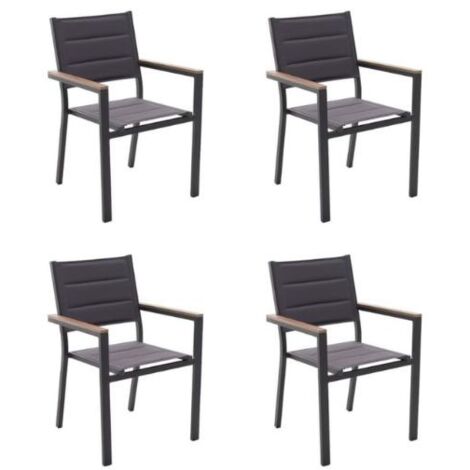 KLULK Set 4 Poltrone Da Esterno Cayman In Alluminio Verniciato Antracite Dotato Di Inserti In Polywood, L 57 x P 57 x H 88 Cm