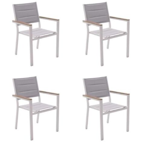 KLULK Set 4 Poltrone Da Esterno Cayman In Alluminio Verniciato Bianco Dotato Di Inserti In Polywood, L 57 x P 57 x H 88 Cm