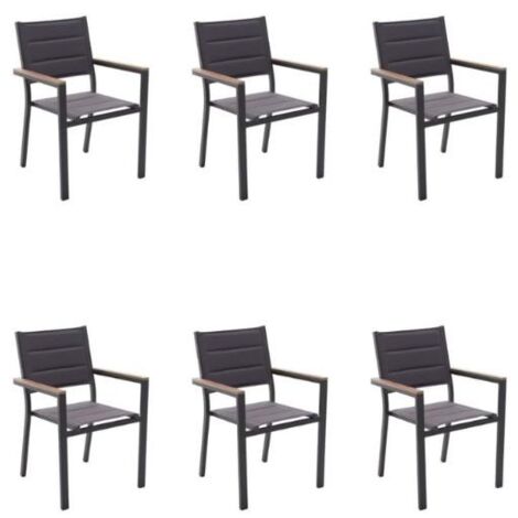 KLULK Set 6 Poltrone Da Esterno Cayman In Alluminio Verniciato Antracite Dotato Di Inserti In Polywood, L 57 x P 57 x H 88 Cm