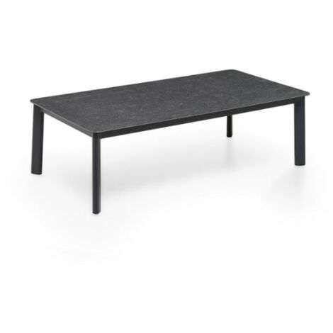 KLULK Tavolino Da Esterno Martinica In Alluminio Verniciato Antracite Con Piano In Vetro Effetto Materico L 120 x P 65 x H 33 Cm