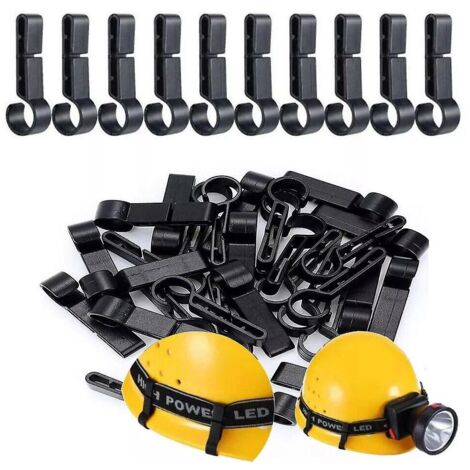 KLVGTIFS PU - 20 clips de fixation pour lampe frontale de casque - Crochet pour lampe frontale - Clip pour lampe de casque