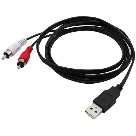 KLVGTIFS PU - Câble audio/vidéo auxiliaire USB A mâle vers 2 RCA mâles (1,5 m) pour PC et TV.