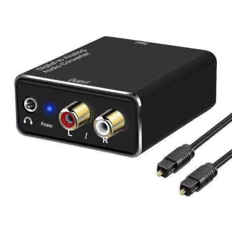 KLVGTIFS PU - Convertisseur audio numérique-analogique (DAC), sortie optique SPDIF vers analogique RCA et auxiliaire stéréo 3,5 mm.