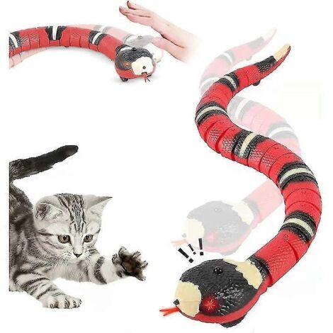 KLVGTIFS PU - Serpent interactif intelligent pour chat, mobile, rechargeable, détecte automatiquement les obstacles et s'échappe.