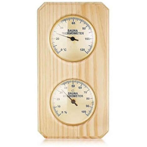 KLVGTIFS PU - Thermomètre et hygromètre en bois pour sauna 2 en 1, mesure de l'humidité et de la température, sauna familial et d'hôtel