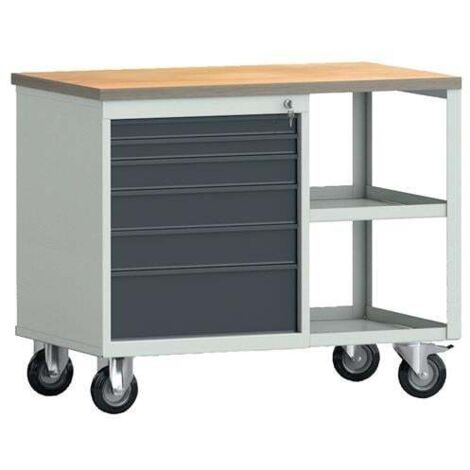 KLW-LUTZ ÉQUIPEMENT DE FONCTIONNEMENT Établi PW700 L855xP700xH805mm hêtre multipl.gris clair/gris 2 tiroirs. - WNS822N-1000M20-E1901 7035/701
