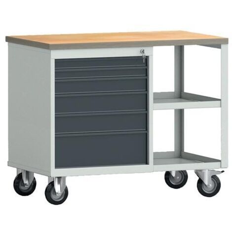 KLW Werkbank PW 700 B1000xT620xH805mm Buche Multiplex lichtgrau/grau 6 Schubl.