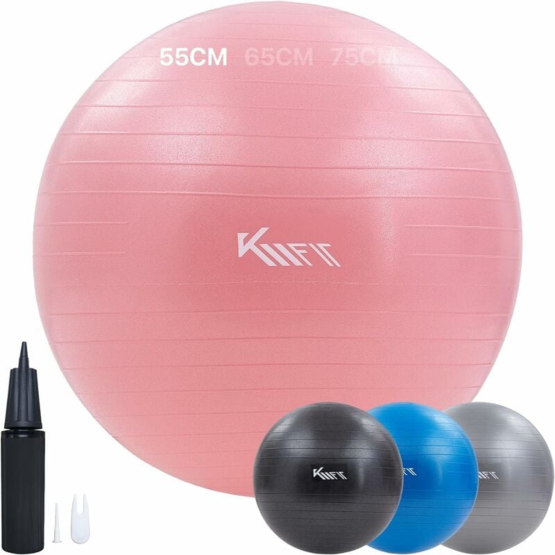 arebos - km-fit balle de gymnastique 55 cm balle d'entraînement avec pompe à air balle de siège bureau anti-burst balle pour fitness, yoga,