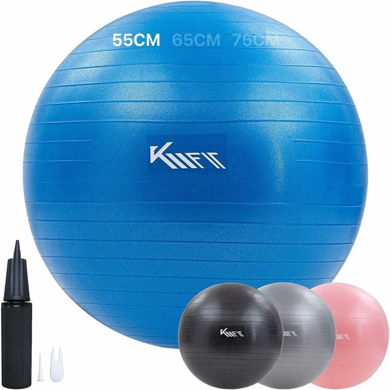 arebos - km-fit balle de gymnastique 55cm balle d'entraînement avec pompe à air balle de siège bureau anti-burst balle pour fitness, yoga,