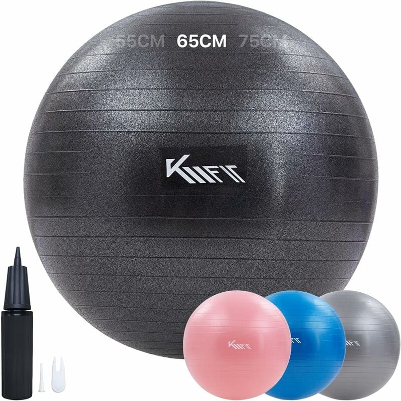 Arebos - KM-Fit Balle de gymnastique 65cm Balle d'entraînement avec pompe à air Balle de siège bureau anti-burst Balle pour fitness, yoga,