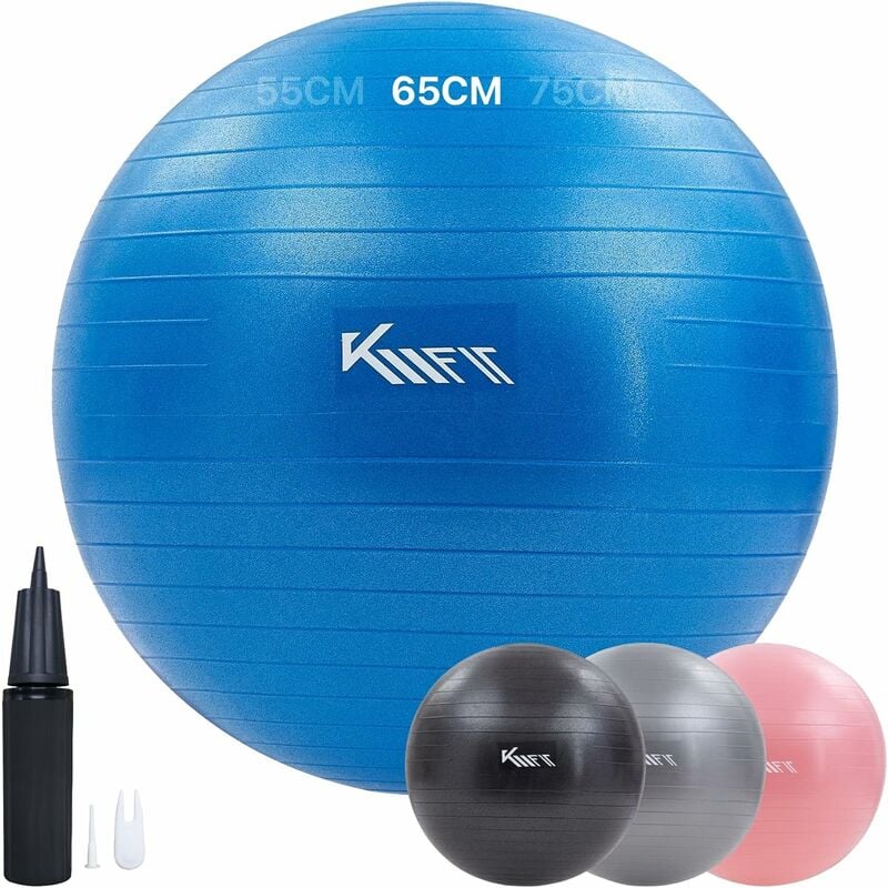 arebos - km-fit balle de gymnastique 65cm balle d'entraînement avec pompe à air balle de siège bureau anti-burst balle pour fitness, yoga,