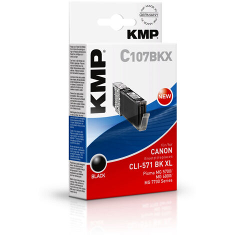KMP Printtechnik AG KMP Patrone Canon CLI571 BK XL black 425 S. C107BKX kompatibel (1568,0001)
