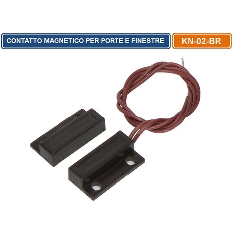 KN-02BR SENSORE MAGNETICO FILARE PER PORTE E FINESTRE ANTIFURTO DA INTERNO MARRONE