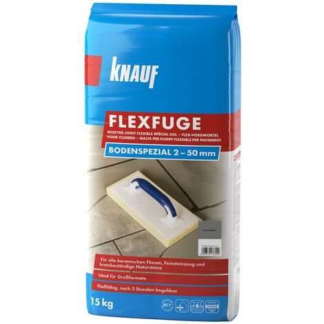 Knauf Fugenmörtel Flexfuge Bodenspezial 2 - 50 mm zementgrau 15 kg Fugenmörtel