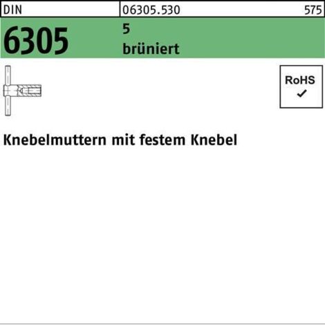 Knebelmutter DIN 6305 festem Knebel M12 5 brüniert 1 Stück