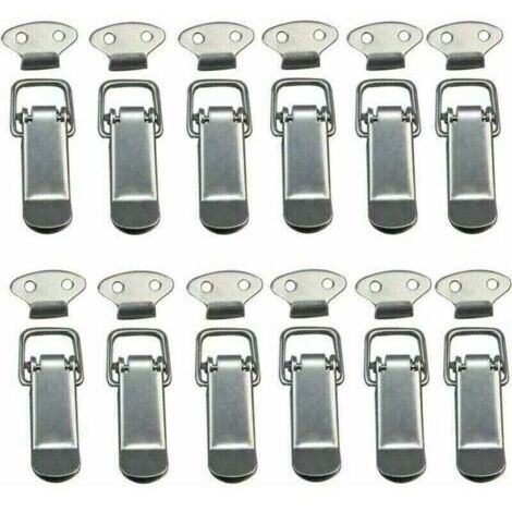 Knebelverschluss 12 Stück, Hebelverschluss, Federriegel, Kippriegel, Federverschluss mit Haken, Federverschluss aus Edelstahl für Koffer, Kiste, Schublade, Schrank