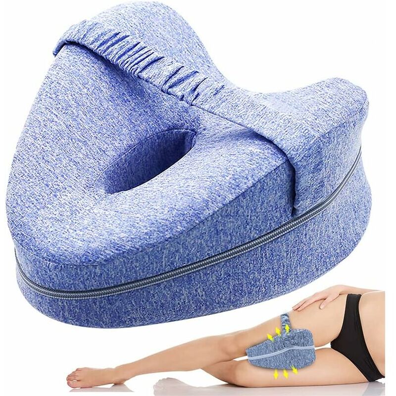 Knee pillow for side sleepers. Leg lift pillow. Comfort leg pillow. Knee pillow for sleeping. Orthopedic leg pillow made of memory foam (blue)