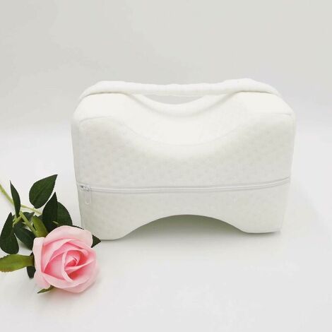 Knee Pillow for Sleeping on Side, Two Covers, Pair of Earplugs, Memory Foam Knee Support, Leg Positioner for Spine Alignment, Legacy Leg Pillow, Back and Hip Support, Sciatica Pain Relief