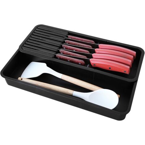 Knfe Organiseur – 40 cm PP extensible amovible  Support pratique pour fruits Boîte de rangement cuisine Garde les couteaux organisés en toute sécurité et accessibles dans tiroirs un -