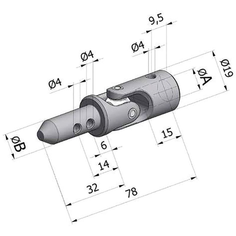 Cherubini Zamak-Kniegelenk vernickelt 9,9 mm