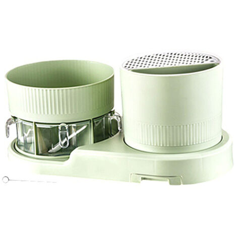 Knife Utensil Holder Kitchen Multifunctional Rotating Rack Knife Holder Chopstick Holder with Drainage Spice Rack Organizer Green