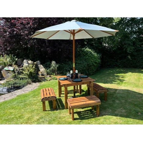 Knights Four Seater Garden Furniture Table Set - L160 x W170 x H80 cm - Grey