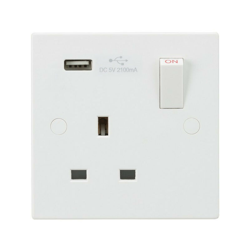 Knightsbridge 13A 1G Switched Socket with USB Charger 5V DC 2.1A