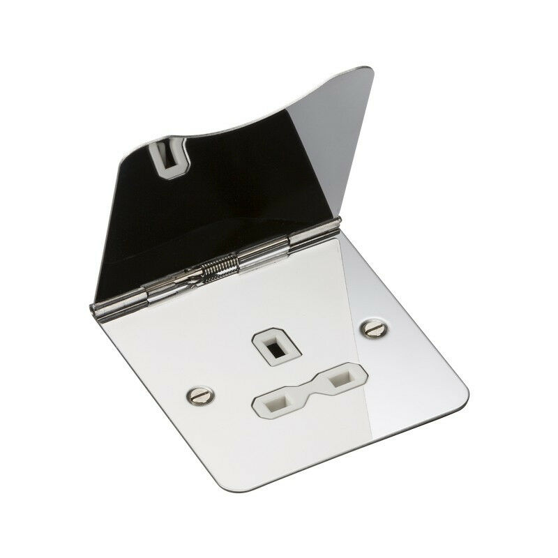 Knightsbridge 13A 1G unswitched floor socket - polished chrome with white insert