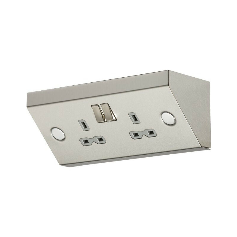 Knightsbridge - 13A 2G Mounting dp Switched Socket - Stainless Steel with grey insert